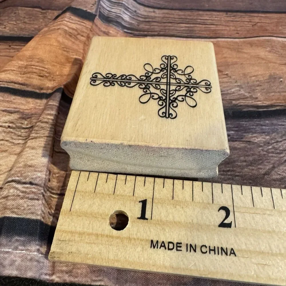 Decorative Cross Rubber Stamp Wood Mounted Craft Scrapbooking Faith Christian